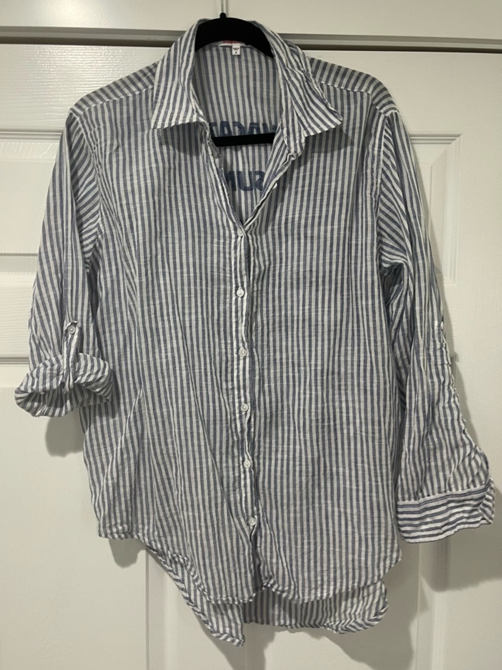 Sundry Blue & White Vertical Stripe Button-Down Shirt